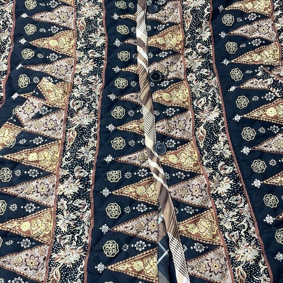 Vintage Koos of Course Women’s Quilted Reversible Black Tan Silk Jacket, size 2X - Picture 4 of 14